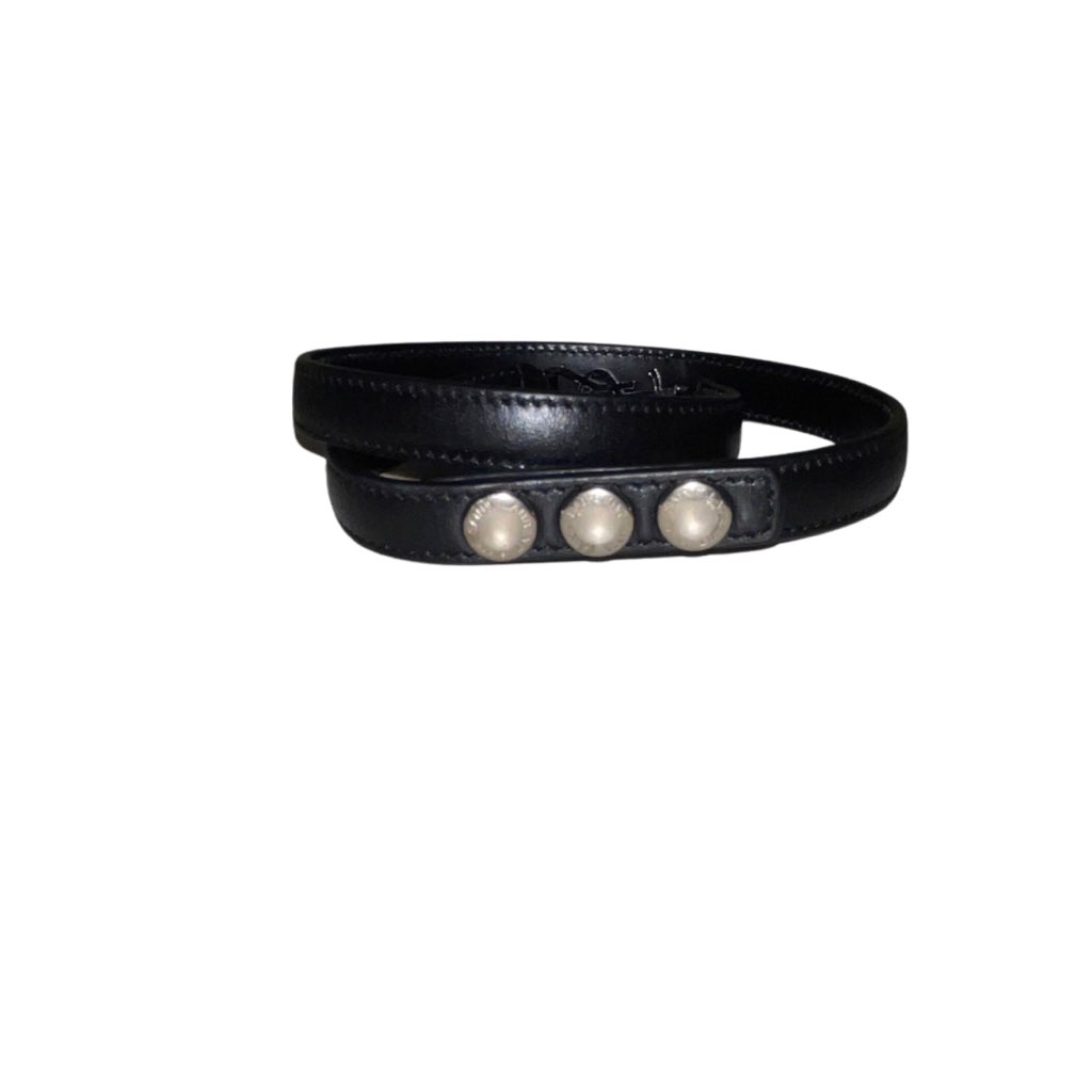 Saint Laurent Saint Laurent Monogram Logo Black Leather Wrap Snap Bracelet - 4
