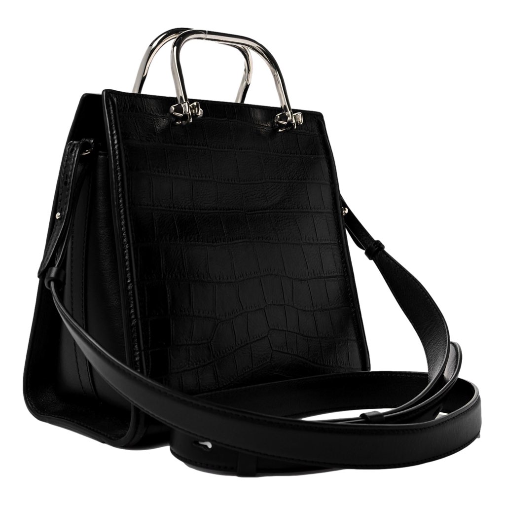 Alexander Mcqueen Alexander McQueen The Short Story Black Croc Print Leather Satchel - Back view
