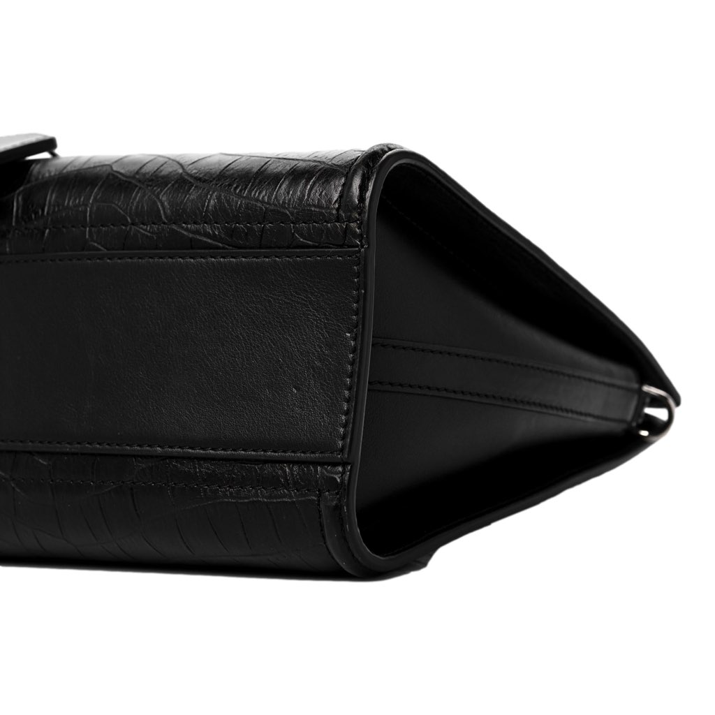 Alexander Mcqueen Alexander McQueen The Short Story Black Croc Print Leather Satchel - Image 6