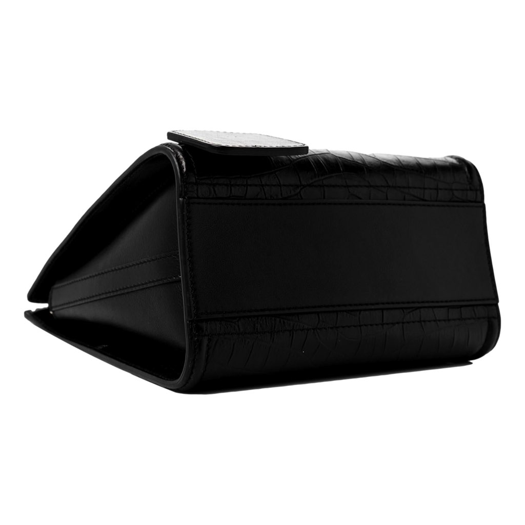 Alexander Mcqueen Alexander McQueen The Short Story Black Croc Print Leather Satchel - 4
