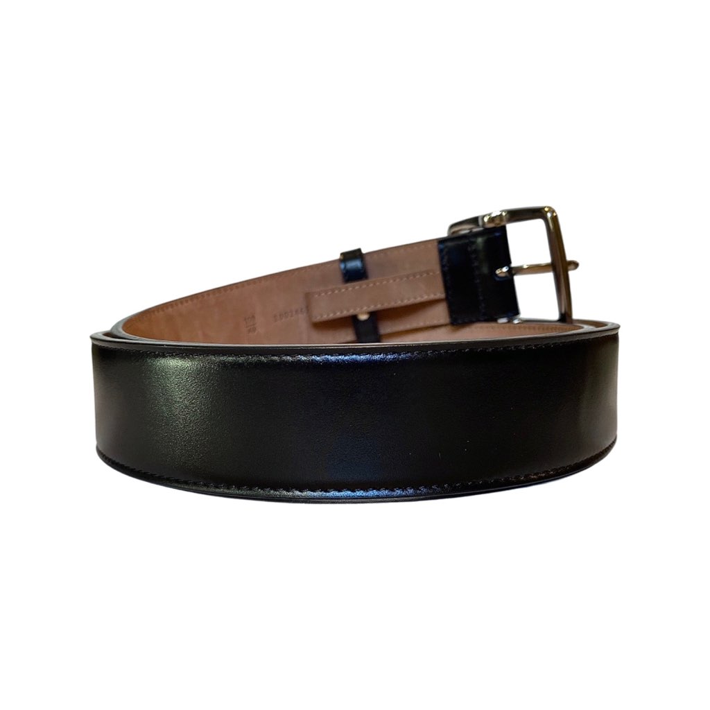 Fendi Fendi Mens Silver Buckle Smooth Black Calf Leather Belt 105 - Back view