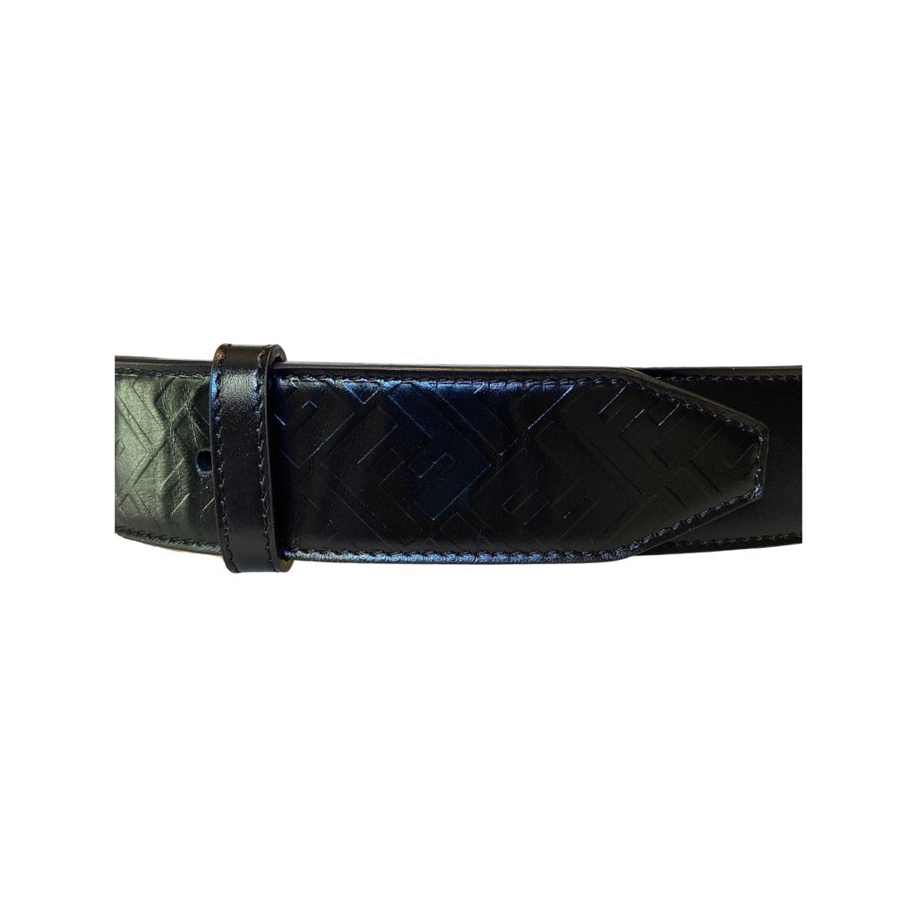 Fendi Fendi Mens Silver Buckle Smooth Black Calf Leather Belt 105 - 4