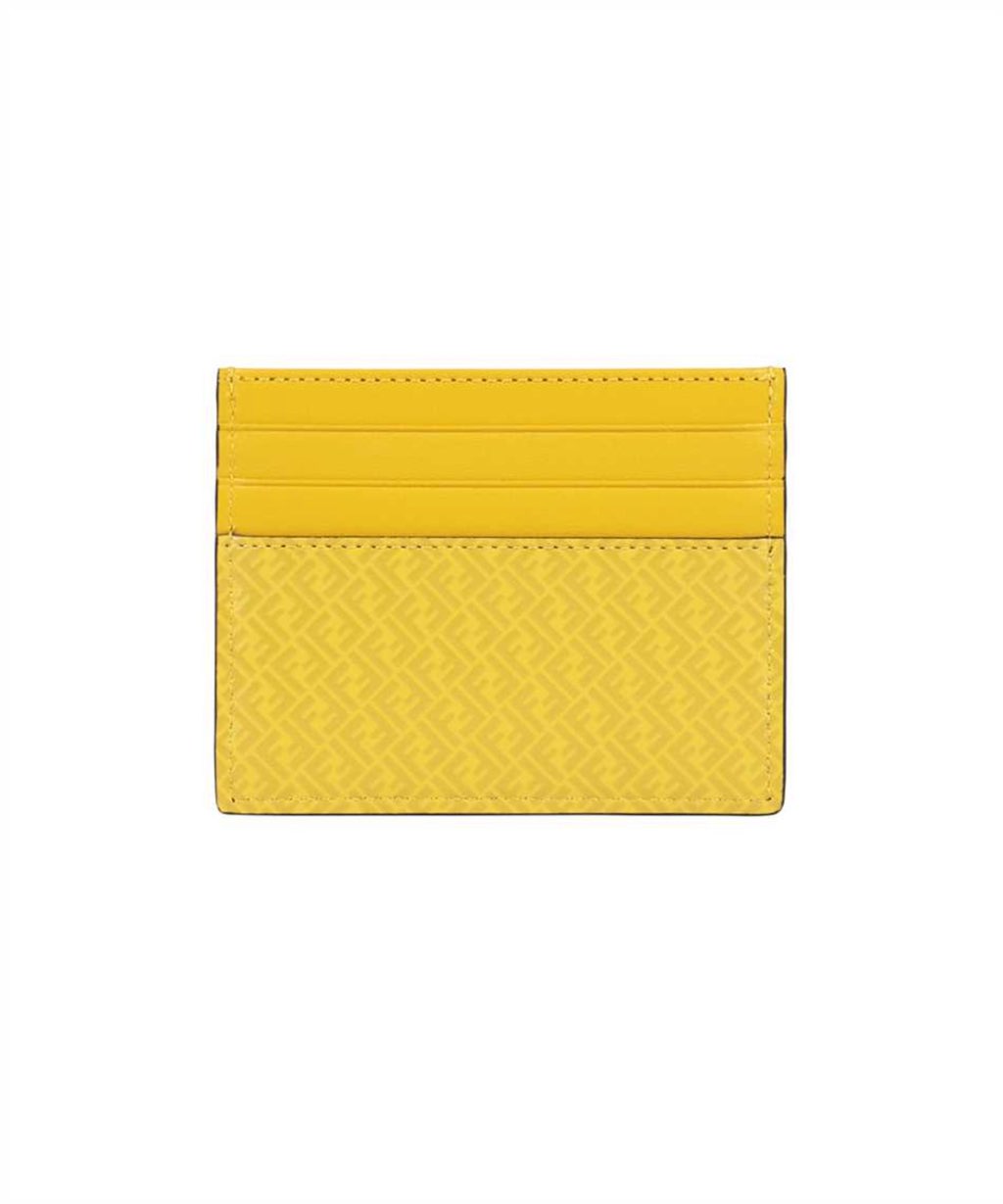 Fendi Fendi FF Logo Print Sunflower Yellow Leather Card Case