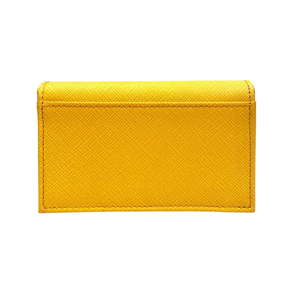 Prada Prada Saffiano Yellow Leather Card Case Wallet - 4