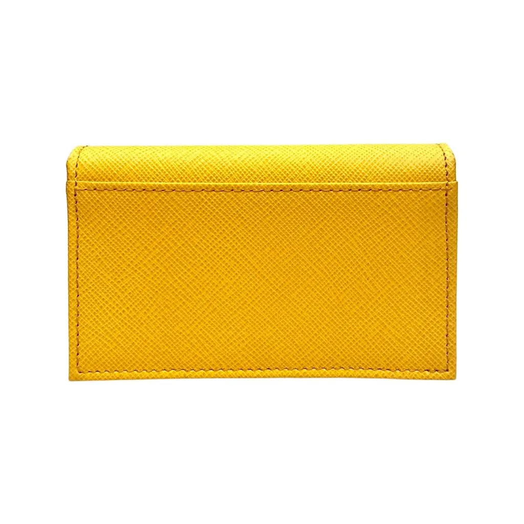 Prada Saffiano Yellow Leather Card Case Wallet Yellow Leather Never worn, with tag - Model View