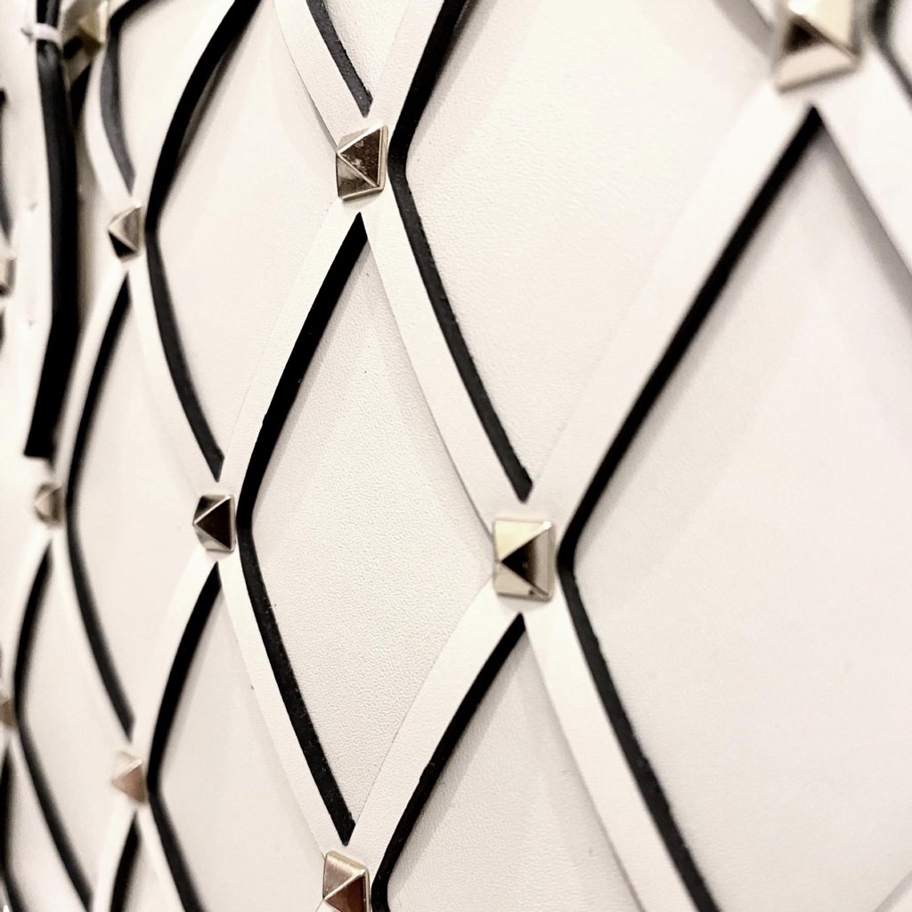 Valentino Garavani Valentino Garavani Beehive Lattice Ivory Studded Leather Crossbody Tote - Image 10