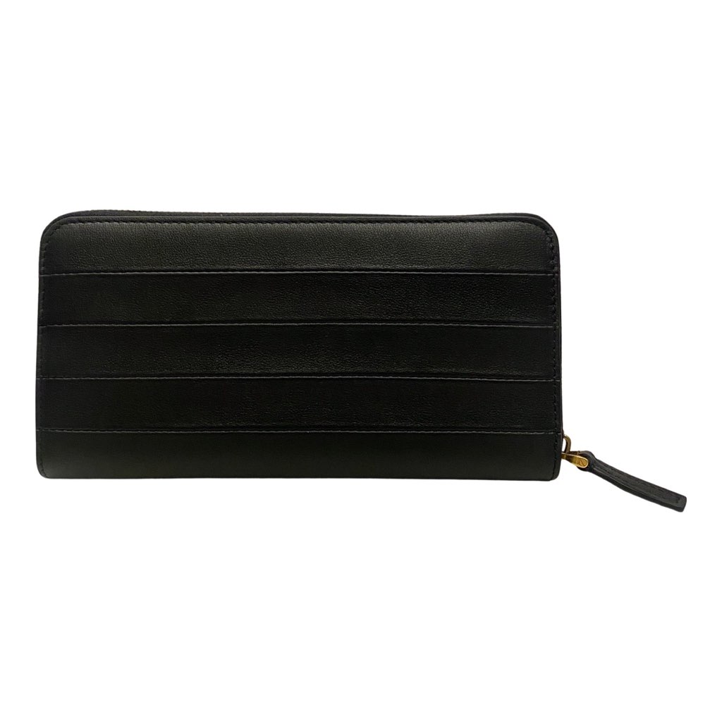 Valentino Garavani Valentino Garavani Diary Lines Black Grain Leather Zip-Around Long Wallet - Back view