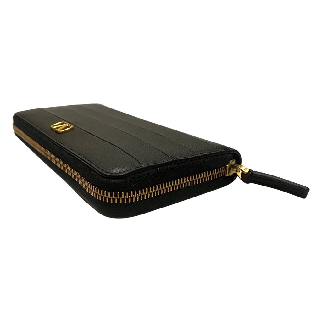 Valentino Garavani Valentino Garavani Diary Lines Black Grain Leather Zip-Around Long Wallet - Side view