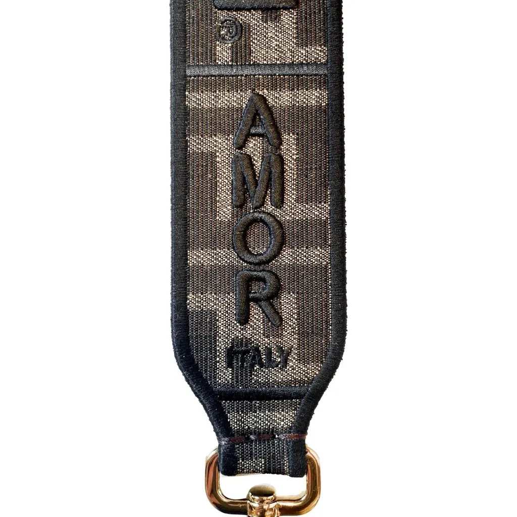 Fendi Roma Amor Embroidered Zucca Canvas Brown Mini Strap Brown Canvas Never worn, with tag - Inside View