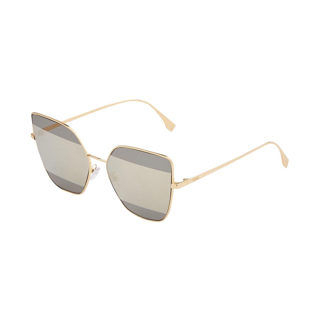 Fendi Fendi Stripes Silver Tint and Gold Frame Metal Sunglasses - Back view