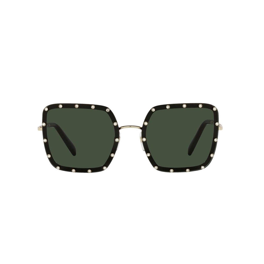 Valentino Garavani Valentino Garavani Green Studded Titanium Sunglasses - Back view