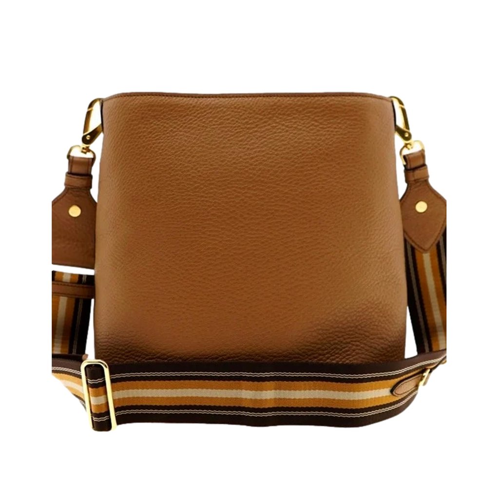 Prada Prada Vitello Phenix Bucket Crossbody Bag Caramel Brown Web Strap - 4