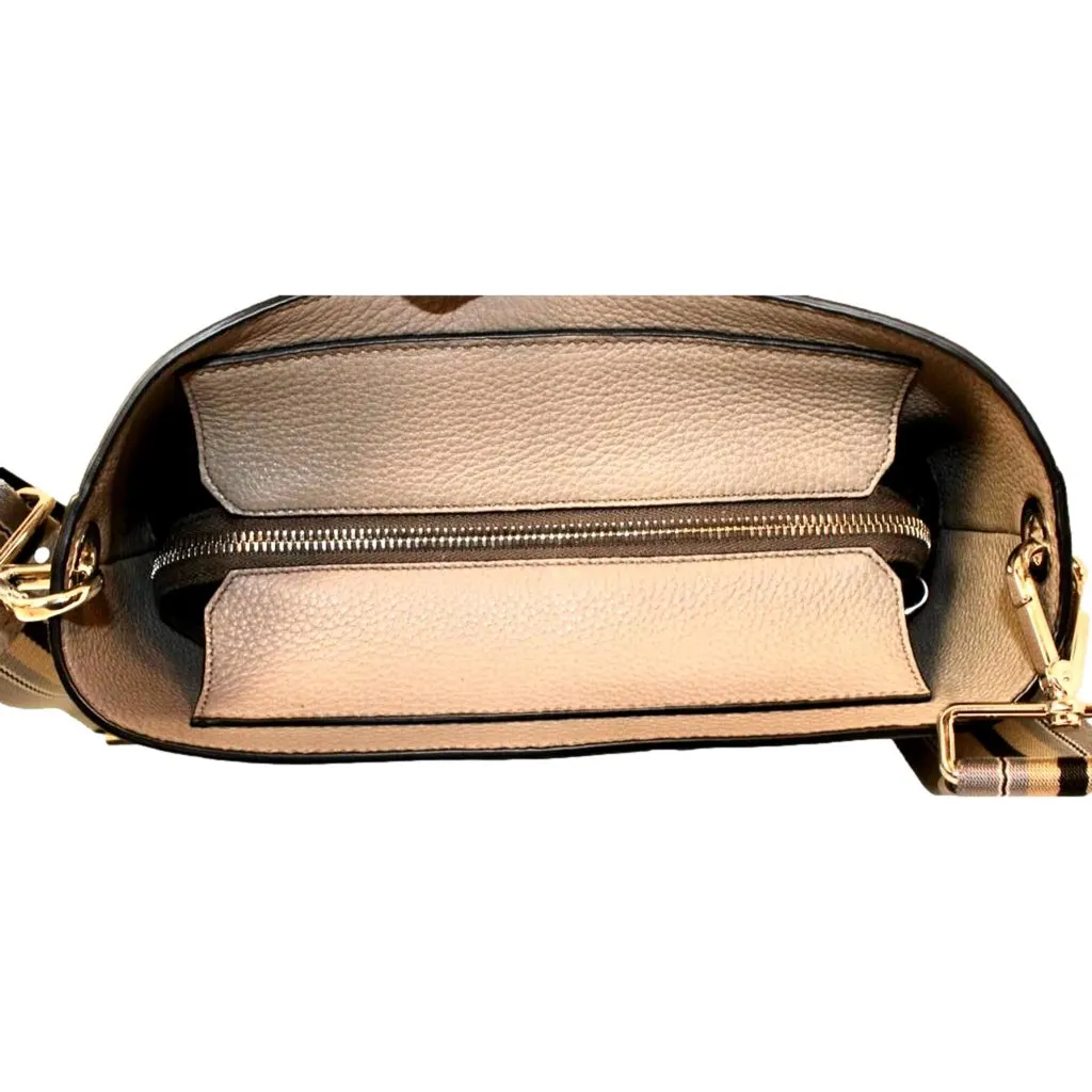 Prada Vitello Phenix Cammeo Leather Stripe Strap Bucket Bag Beige Leather Never worn, with tag - Box View