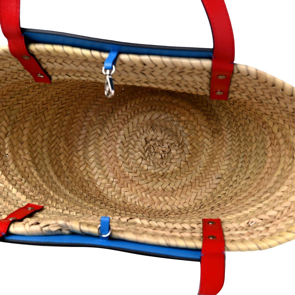 Christian Louboutin Christian Louboutin Loubishore Blue Woven Raffia Large Tote Bag - Image 6