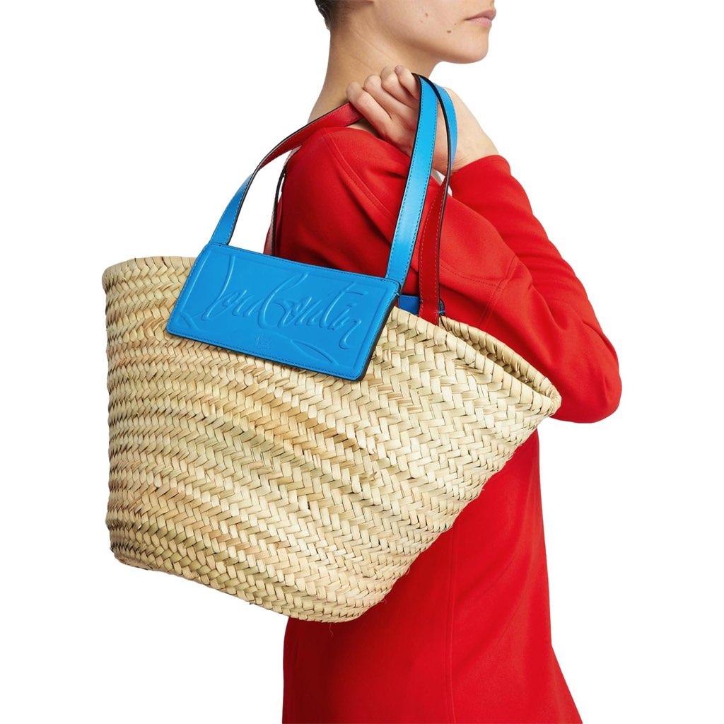 Christian Louboutin Christian Louboutin Loubishore Blue Woven Raffia Large Tote Bag - Detail 2