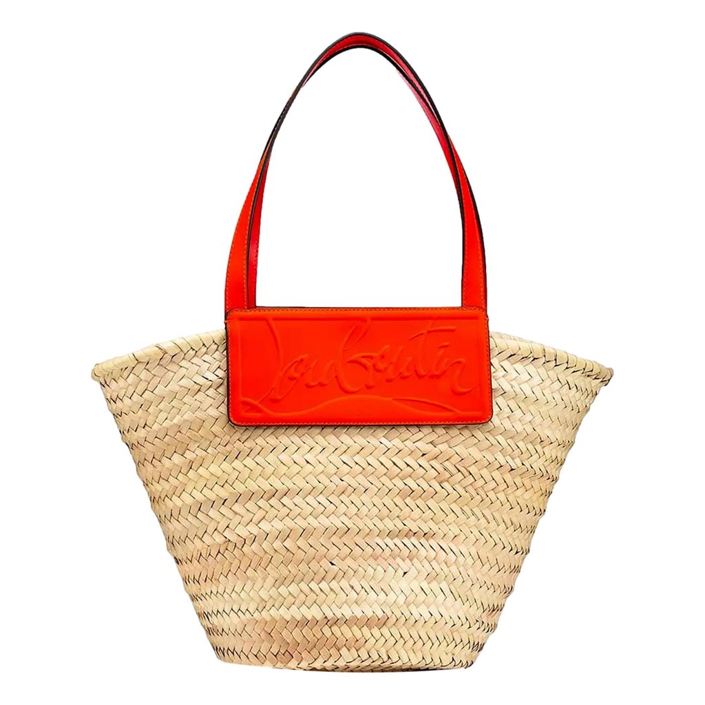 Christian Louboutin Christian Louboutin Loubishore Orange Woven Raffia Large Tote Bag - 4