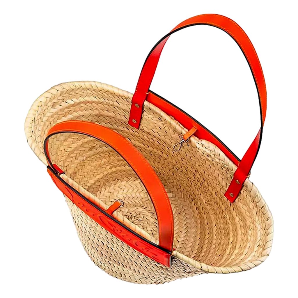 Christian Louboutin Christian Louboutin Loubishore Orange Woven Raffia Large Tote Bag - Side view