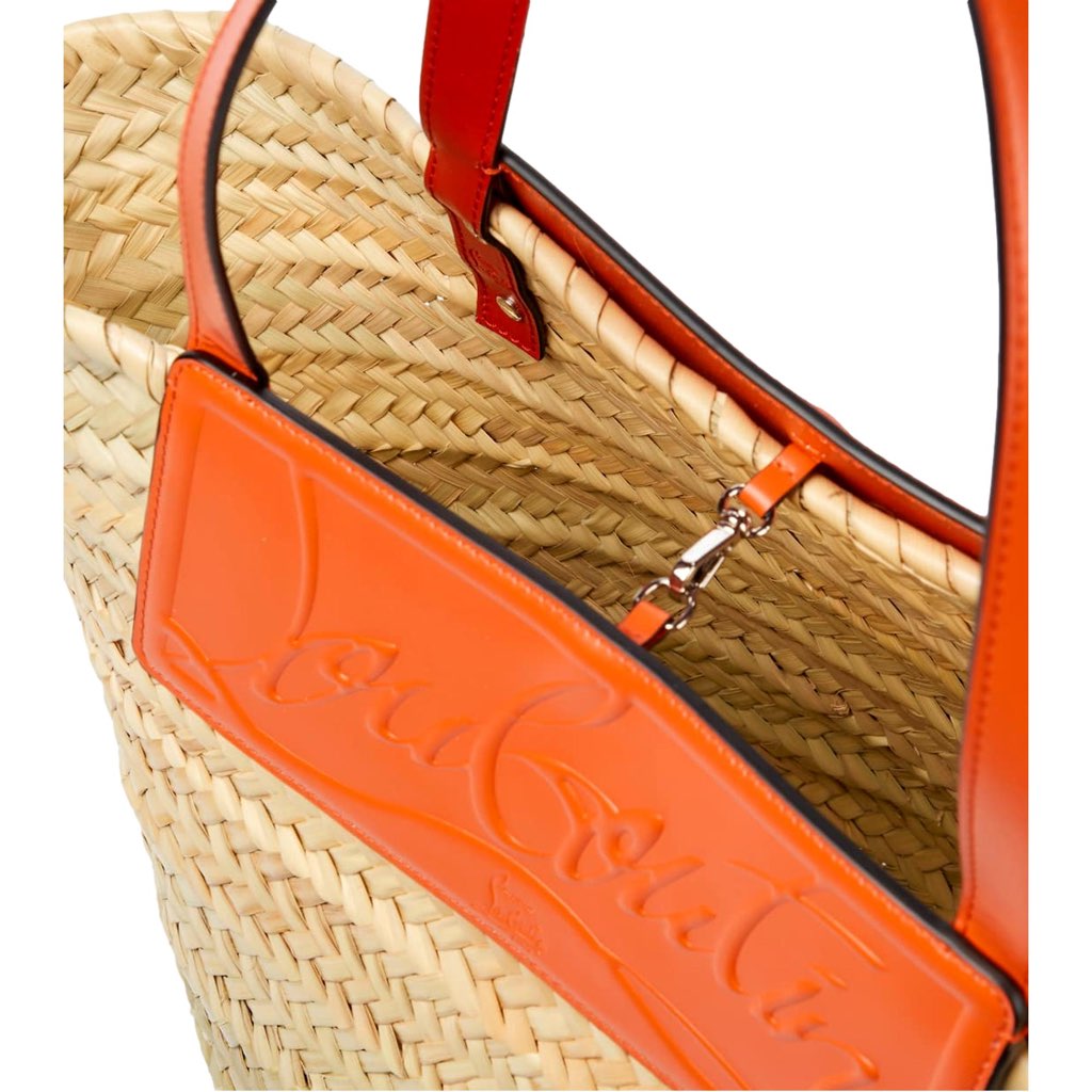 Christian Louboutin Christian Louboutin Loubishore Orange Woven Raffia Large Tote Bag - Detail 1
