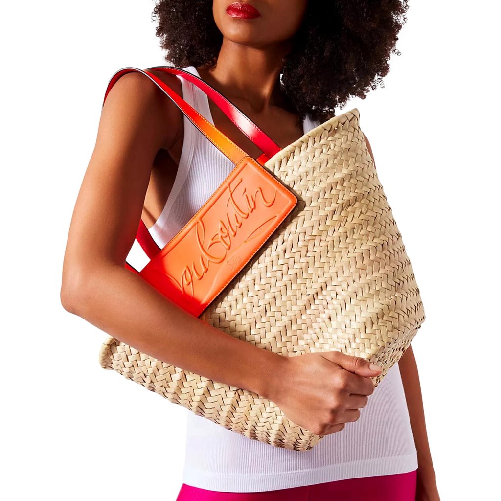 Christian Louboutin Christian Louboutin Loubishore Orange Woven Raffia Large Tote Bag - Detail 2