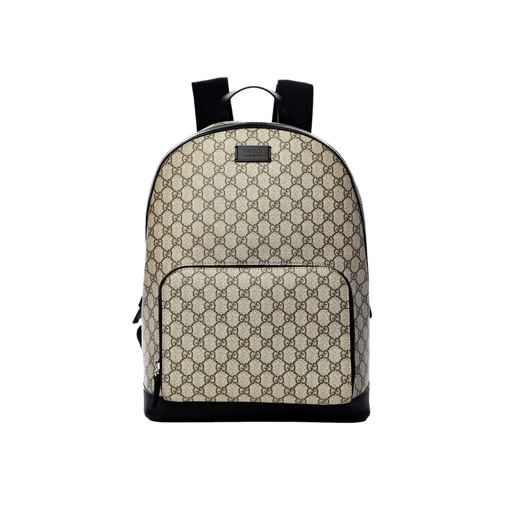Gucci GG Supreme Canvas and Black Trim Backpack 406370 Beige Canvas Never worn, with tag - Front View
