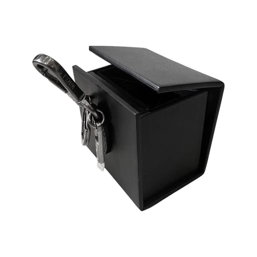 Fendi Roma Mini Box Black Leather Key Ring Charm Black Never worn, with tag - Box View