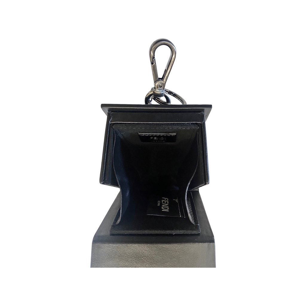 Fendi Fendi Roma Mini Box Black Leather Key Ring Charm - Detail 1