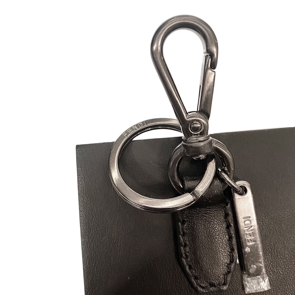 Fendi Fendi Roma Mini Box Black Leather Key Ring Charm - Detail 2