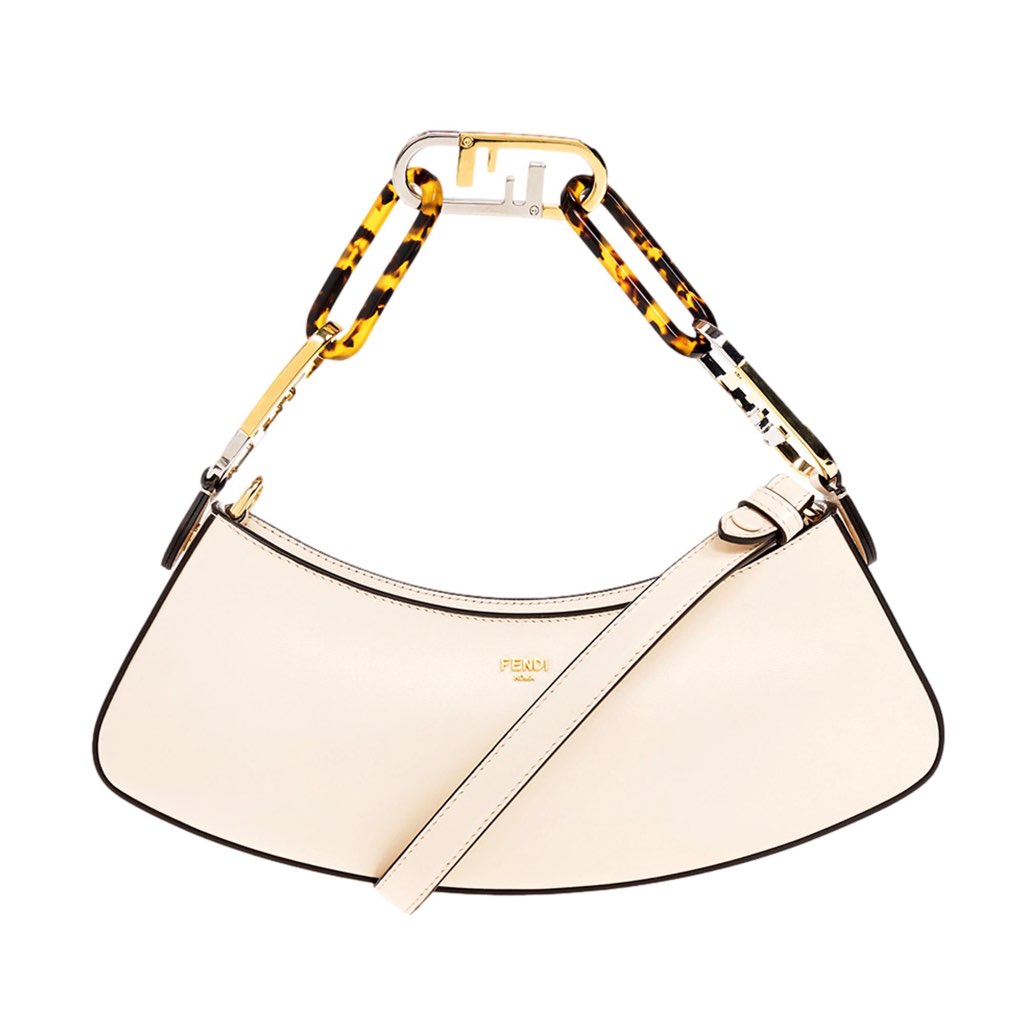Fendi Fendi O'Lock Swing Ivory Calfskin Leather Shoulder Bag