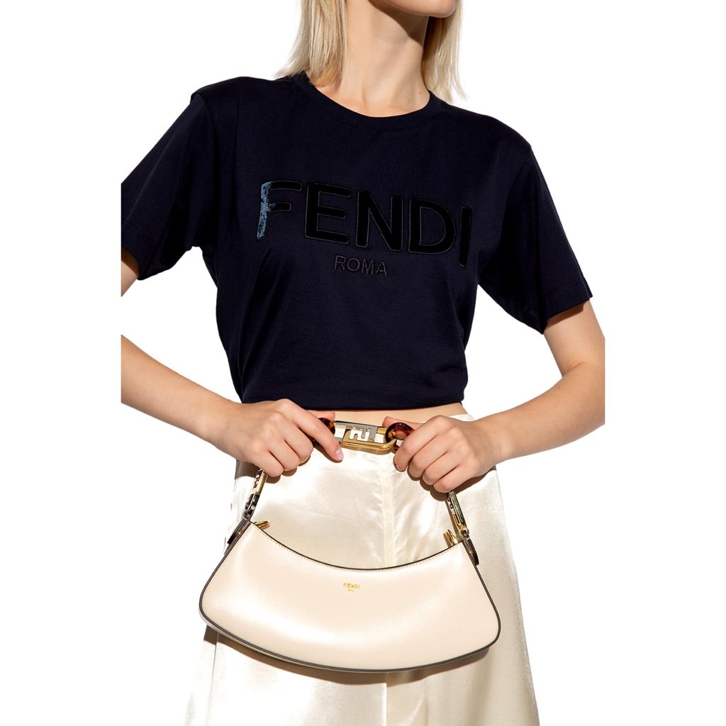 Fendi Fendi O'Lock Swing Ivory Calfskin Leather Shoulder Bag - Back view