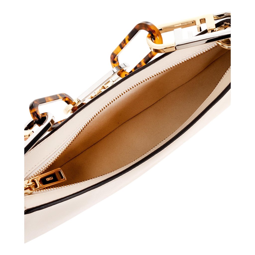 Fendi Fendi O'Lock Swing Ivory Calfskin Leather Shoulder Bag - Side view