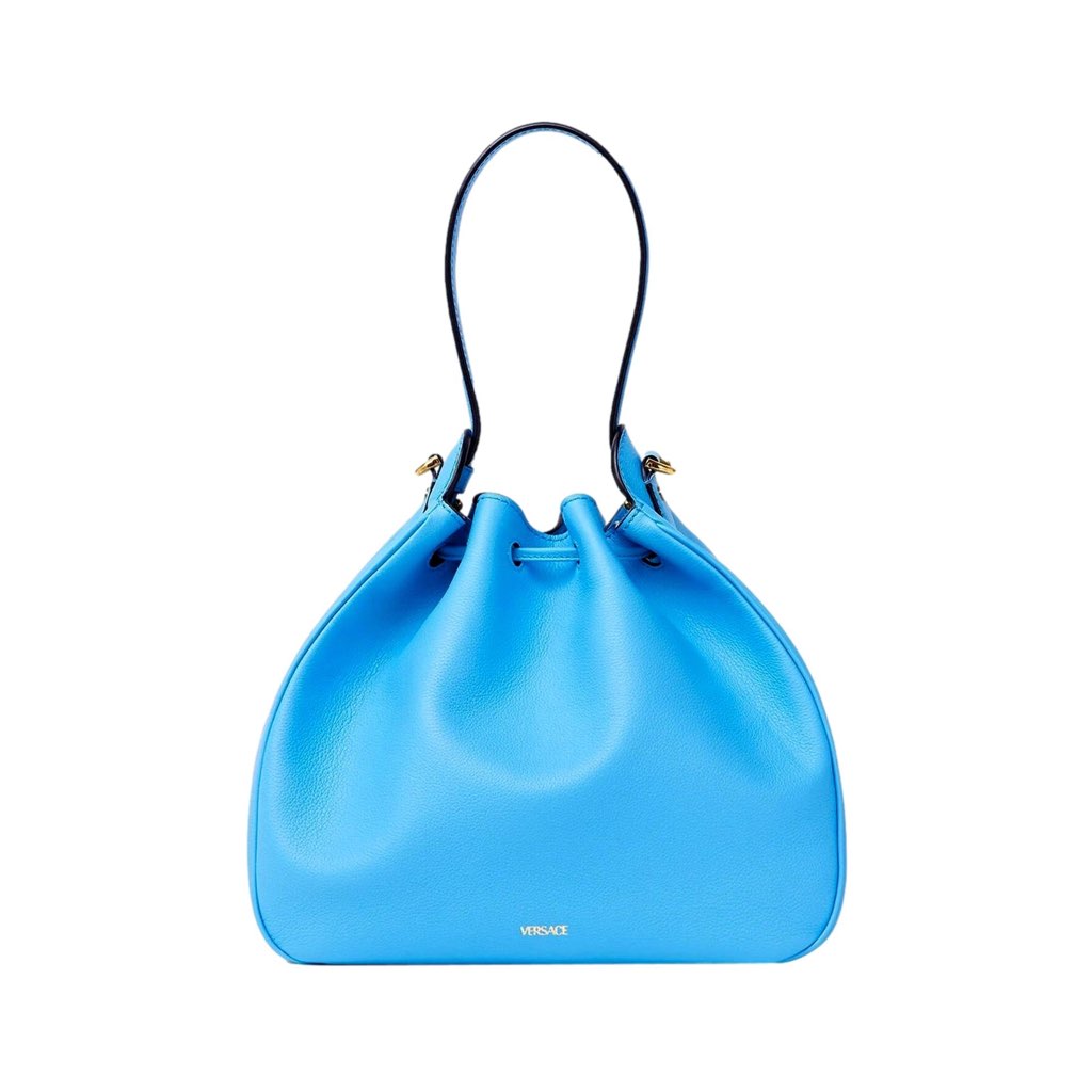 Versace Versace La Medusa Leather Bucket Bag Blue - Detail 1