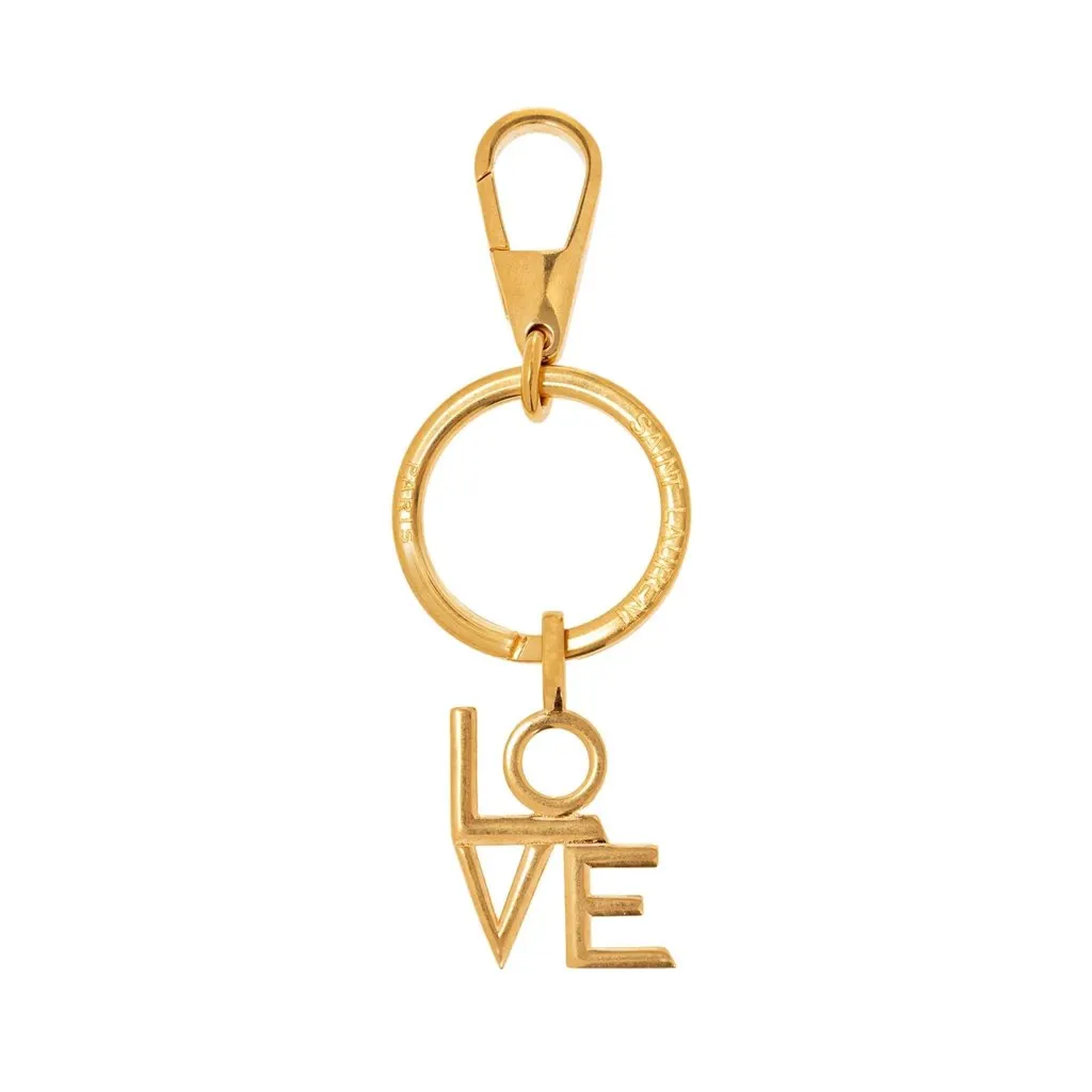 Saint Laurent Love Brass Keyring 670425 Gold Never worn, with tag - Front View