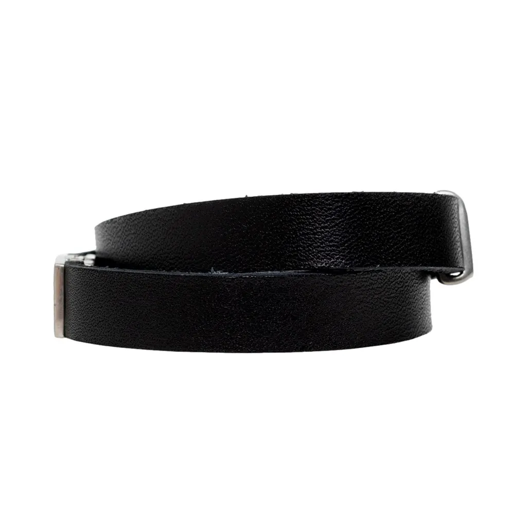 Saint Laurent Monogram Black Leather Bracelet Black Leather Never worn, with tag - Model View