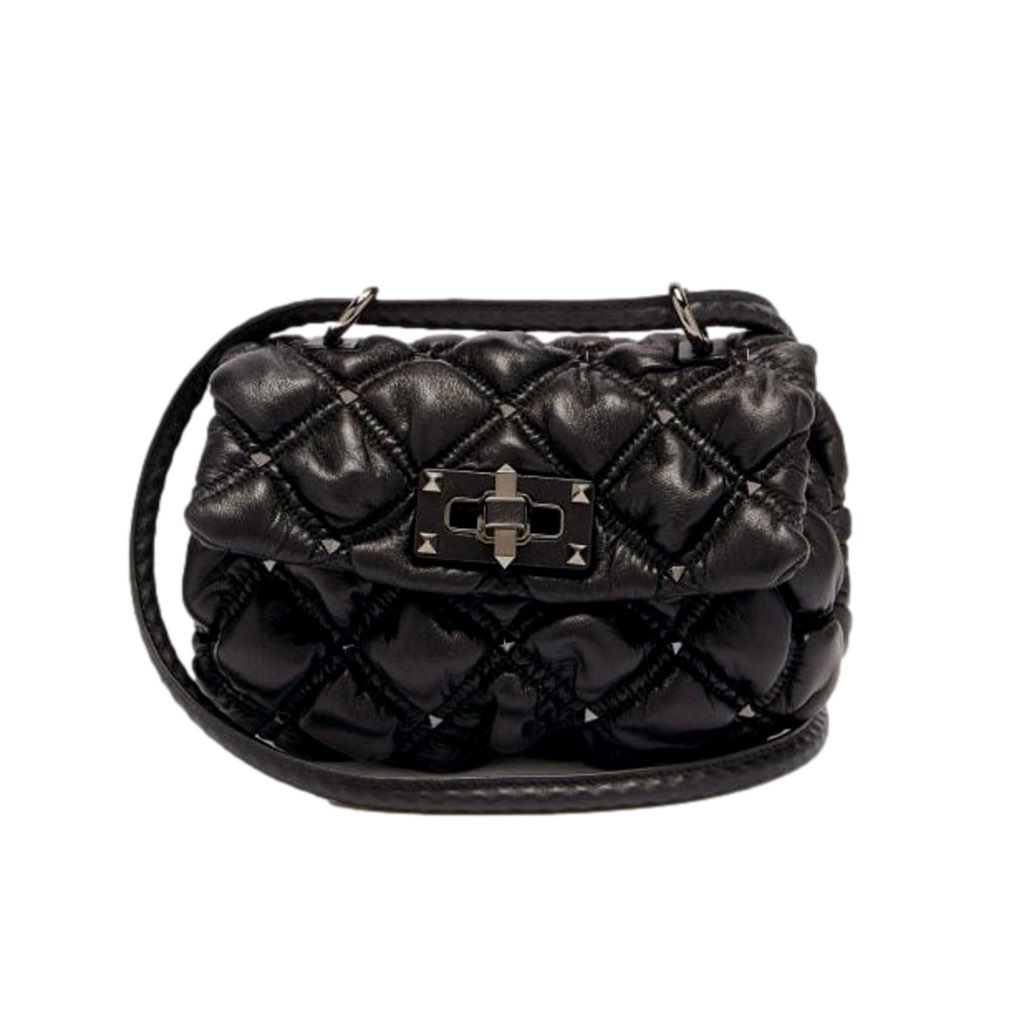 Valentino Garavani Valentino Garavani Spikeme Black Studded Leather Small Crossbody Bag