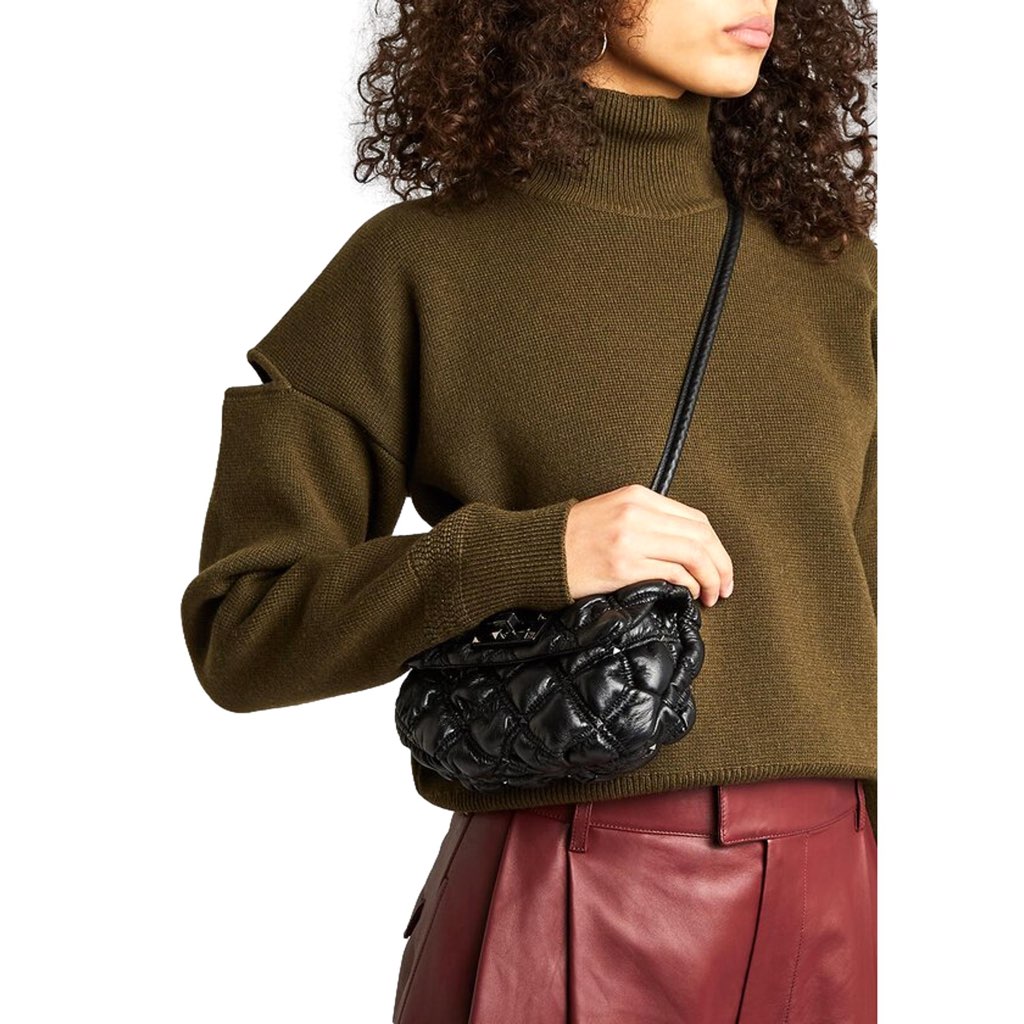 Valentino Garavani Valentino Garavani Spikeme Black Studded Leather Small Crossbody Bag - Detail 2