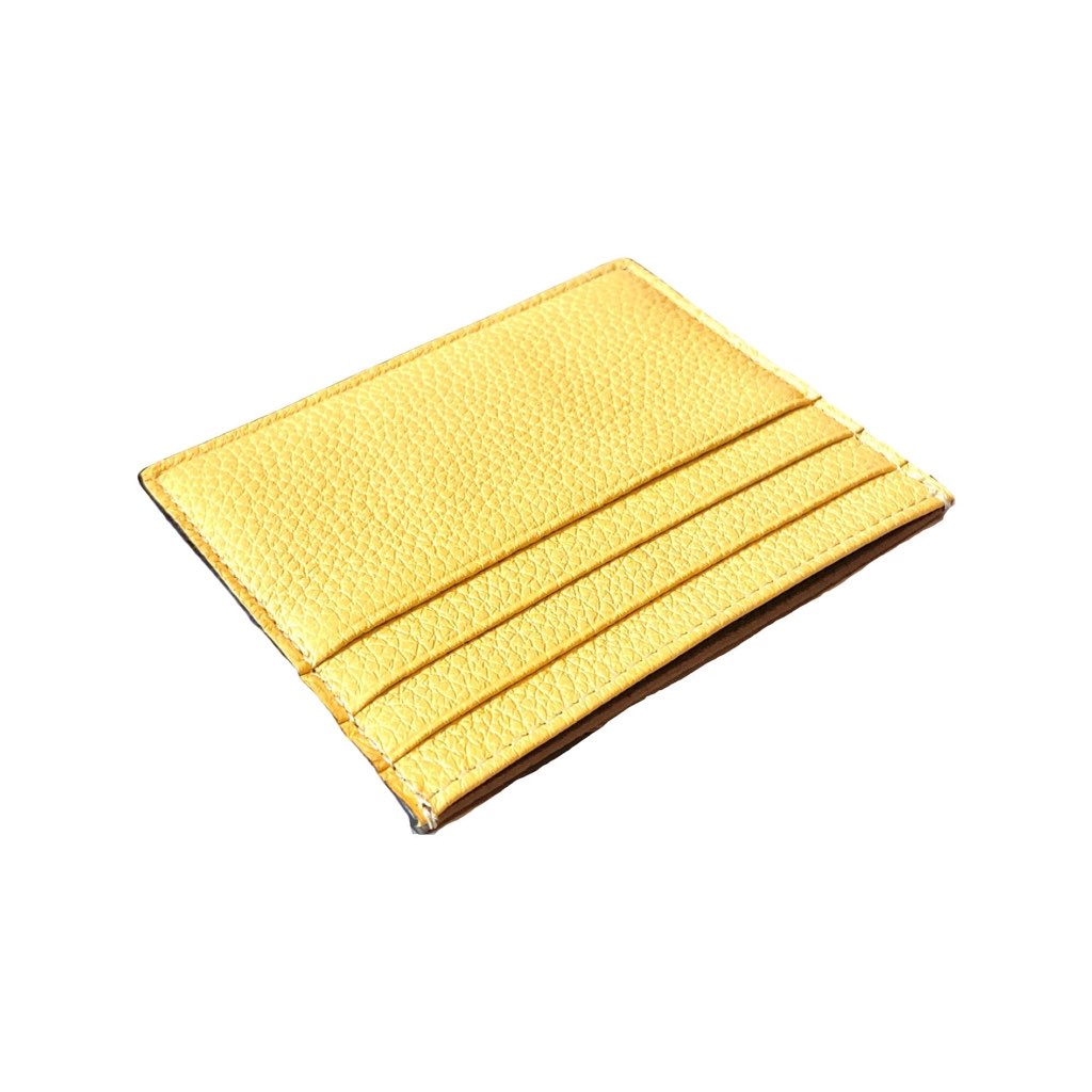 Fendi Fendi Baguette Grey and Yellow Grained Leather Card Case Wallet - 4