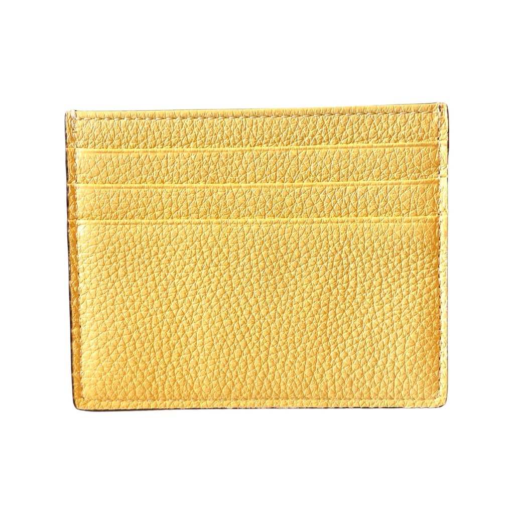 Fendi Fendi Baguette Grey and Yellow Grained Leather Card Case Wallet - Side view