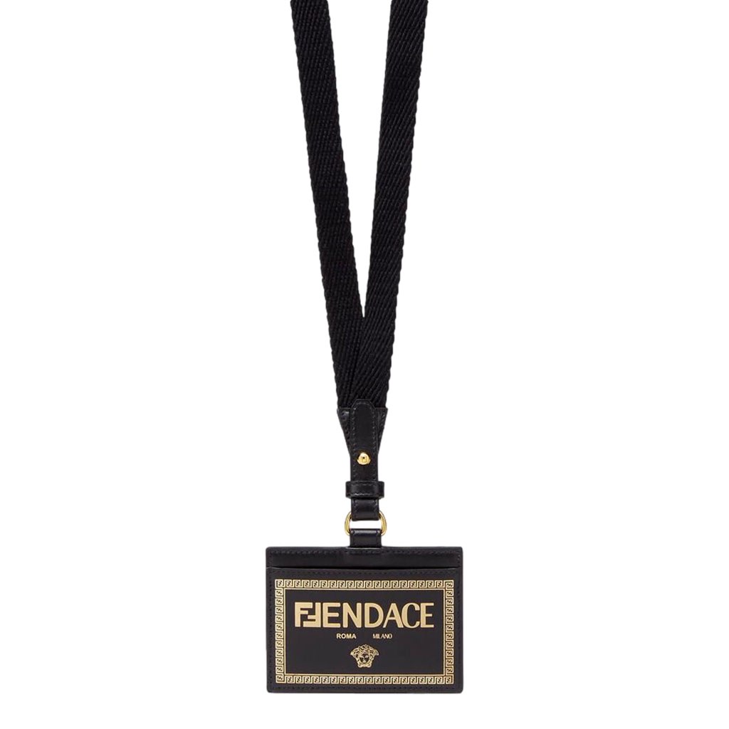 Fendi Fendi Fendace Black Leather Card Case Wallet Lanyard - Image 6