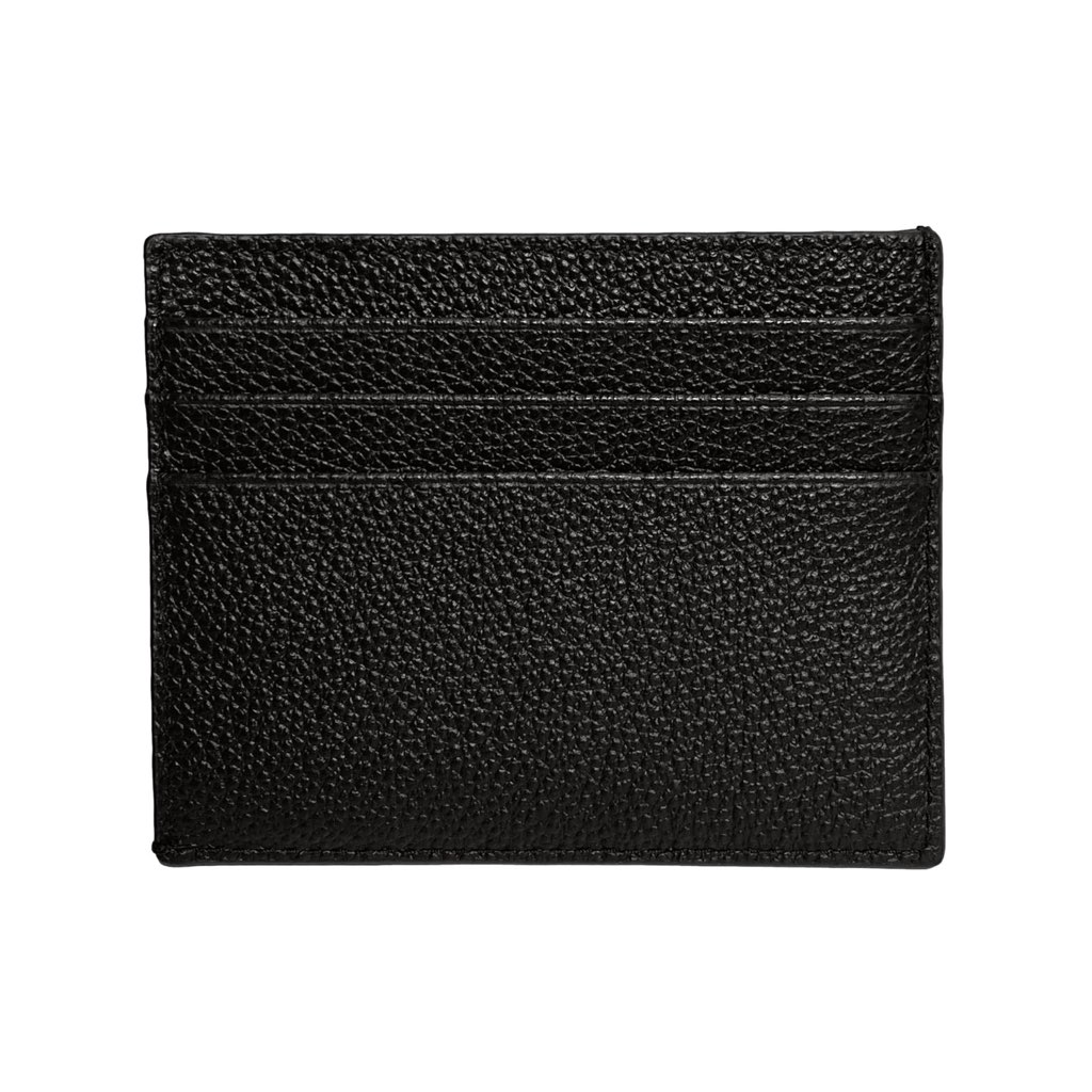 Prada Prada Vitello Micro Grain Leather Black Card Holder Wallet - Back view