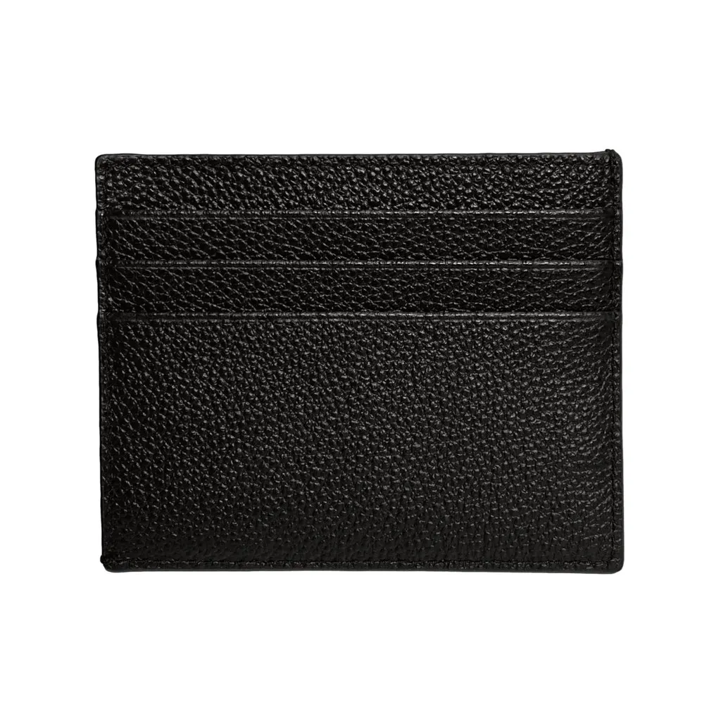 Prada Vitello Micro Grain Leather Black Card Holder Wallet Black Leather Never worn, with tag - Back View