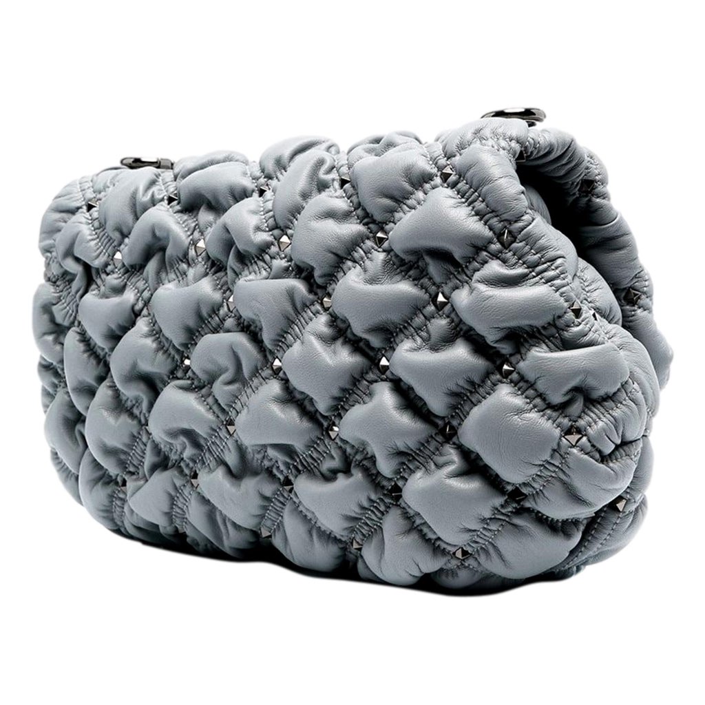 Valentino Garavani Valentino Garavani Spikeme Gray Studded Leather Medium Crossbody Bag - Image 6