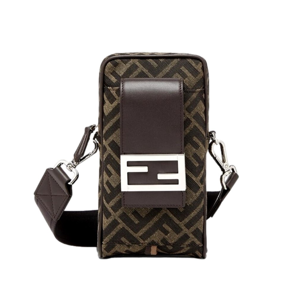 Fendi Fendi Baguette Brown Zucca Canvas Phone Holder Crossbody Bag