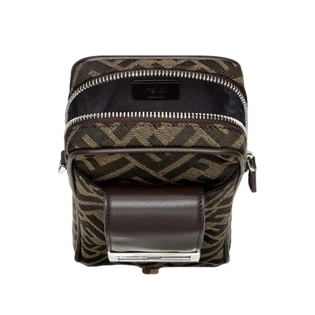 Fendi Baguette Brown Zucca Canvas Phone Holder Crossbody Bag Brown Canvas Never worn, with tag - Inside View