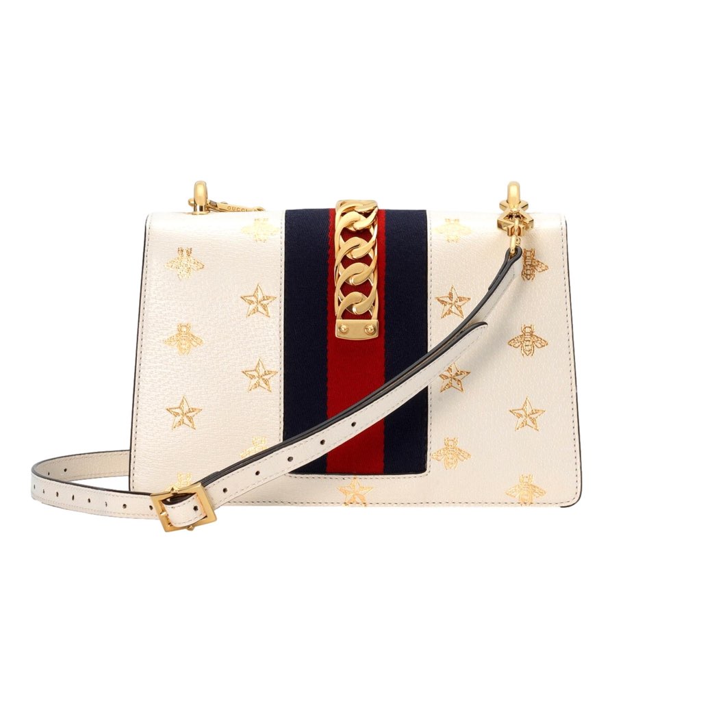 Gucci Gucci Sylvie Bee Star Ivory Leather Shoulder Bag - Detail 2