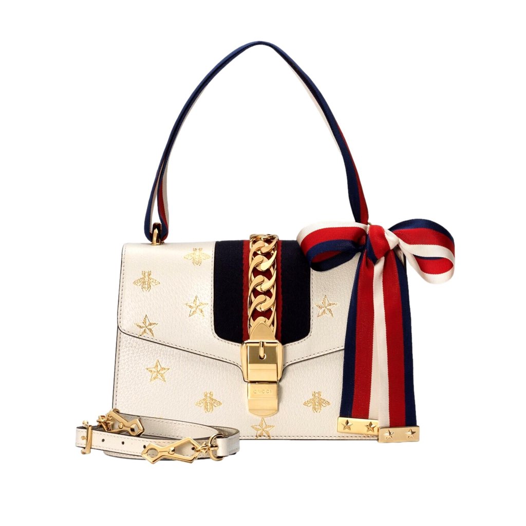 Gucci Gucci Sylvie Bee Star Ivory Leather Shoulder Bag - Image 11