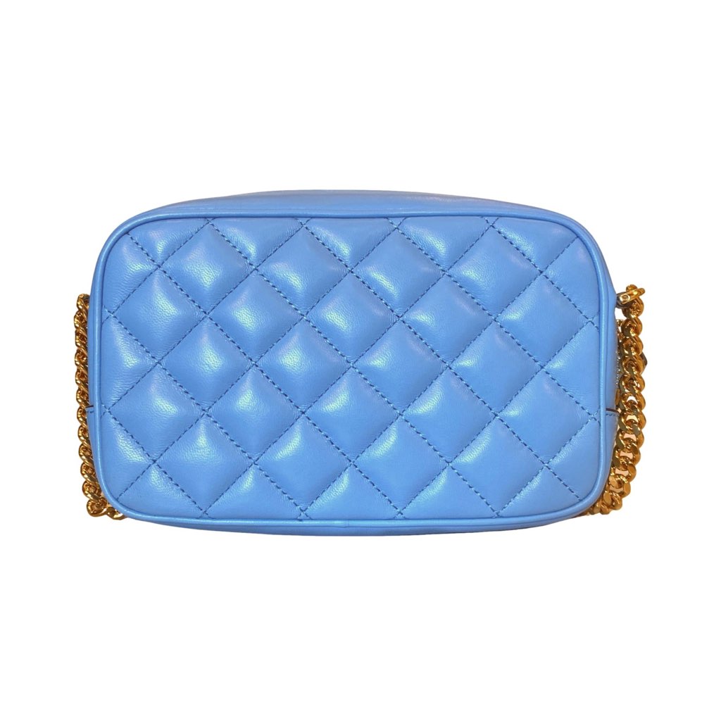 Versace Versace La Medusa Blue Quilted Small Camera Crossbody Bag - Back view