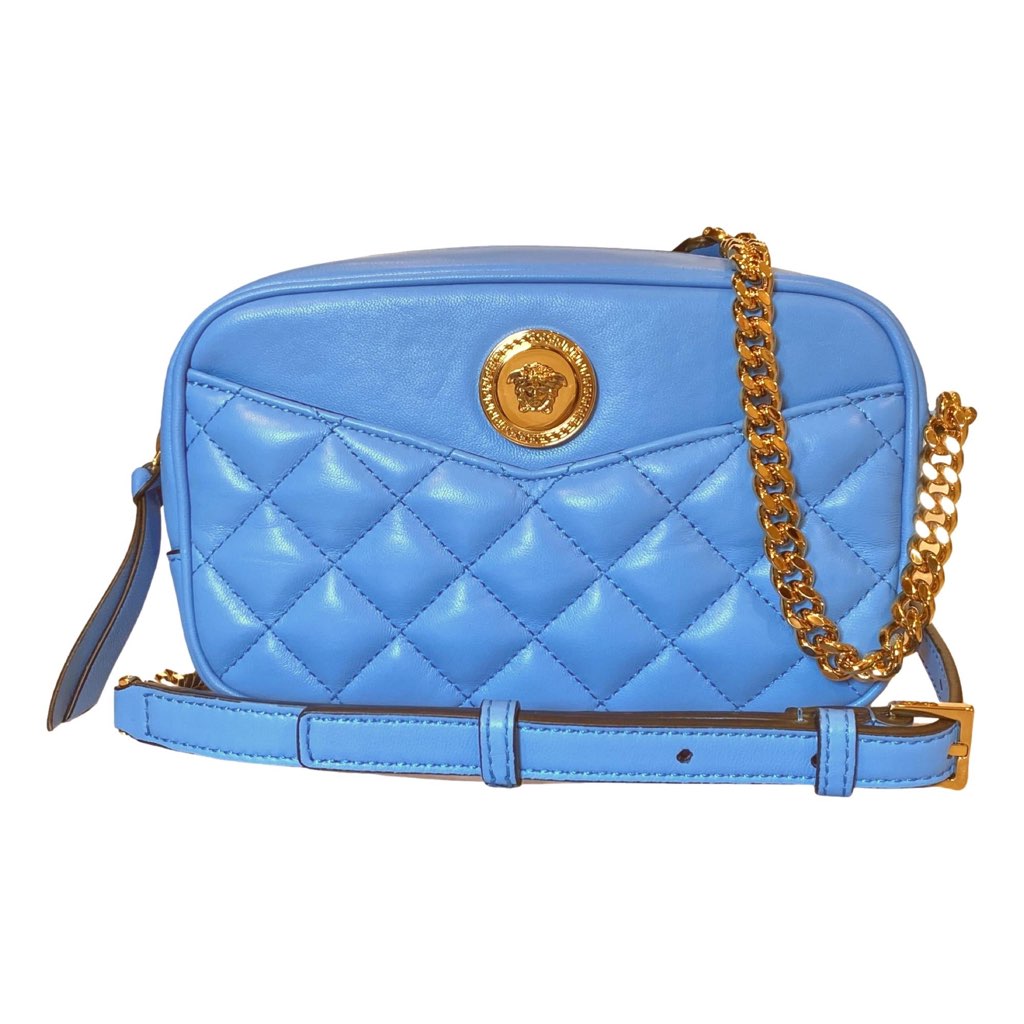 Versace Versace La Medusa Blue Quilted Small Camera Crossbody Bag - Image 6