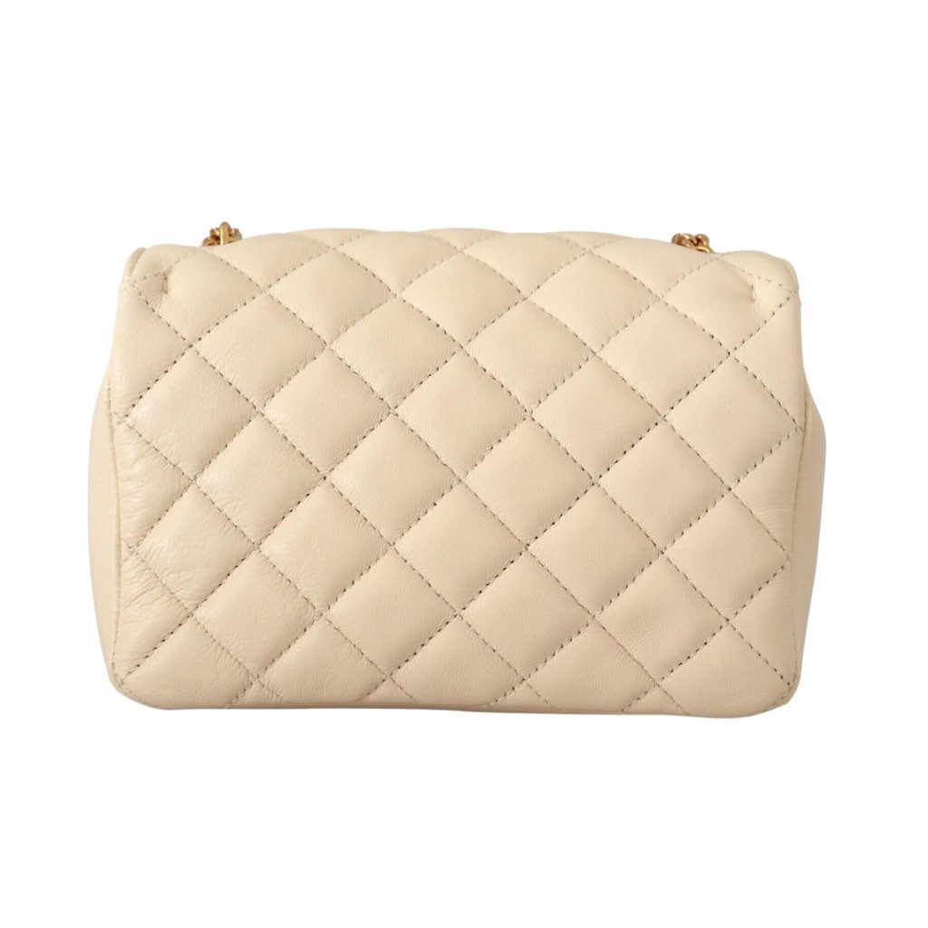 Versace Versace La Medusa Nappa Quilted Beige Leather Chain Small Crossbody Bag - Image 6