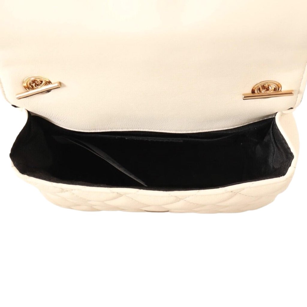 Versace Versace La Medusa Nappa Quilted Beige Leather Chain Small Crossbody Bag - Side view