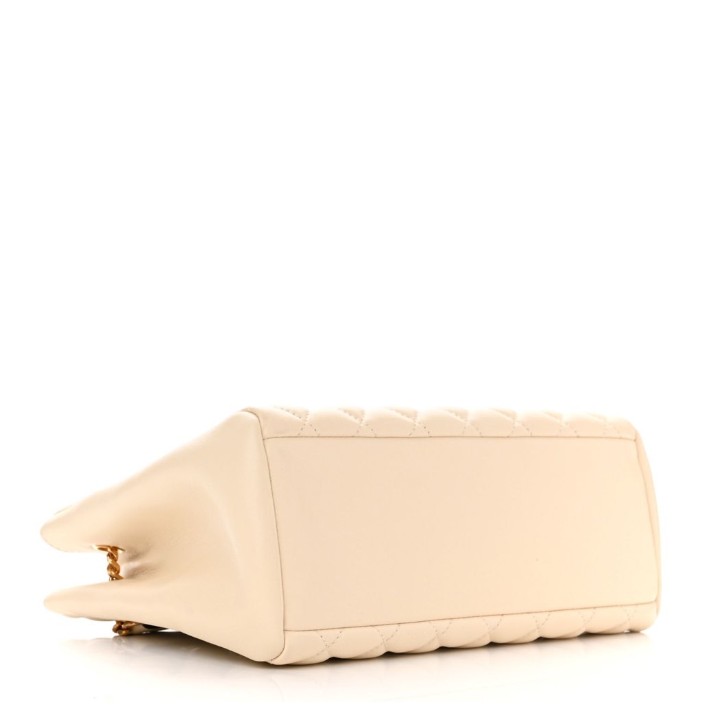 Versace Versace La Medusa Nappa Quilted Beige Leather Large Tote Bag - 4